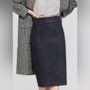 Prologue Midi Suede Black Pencil Skirt